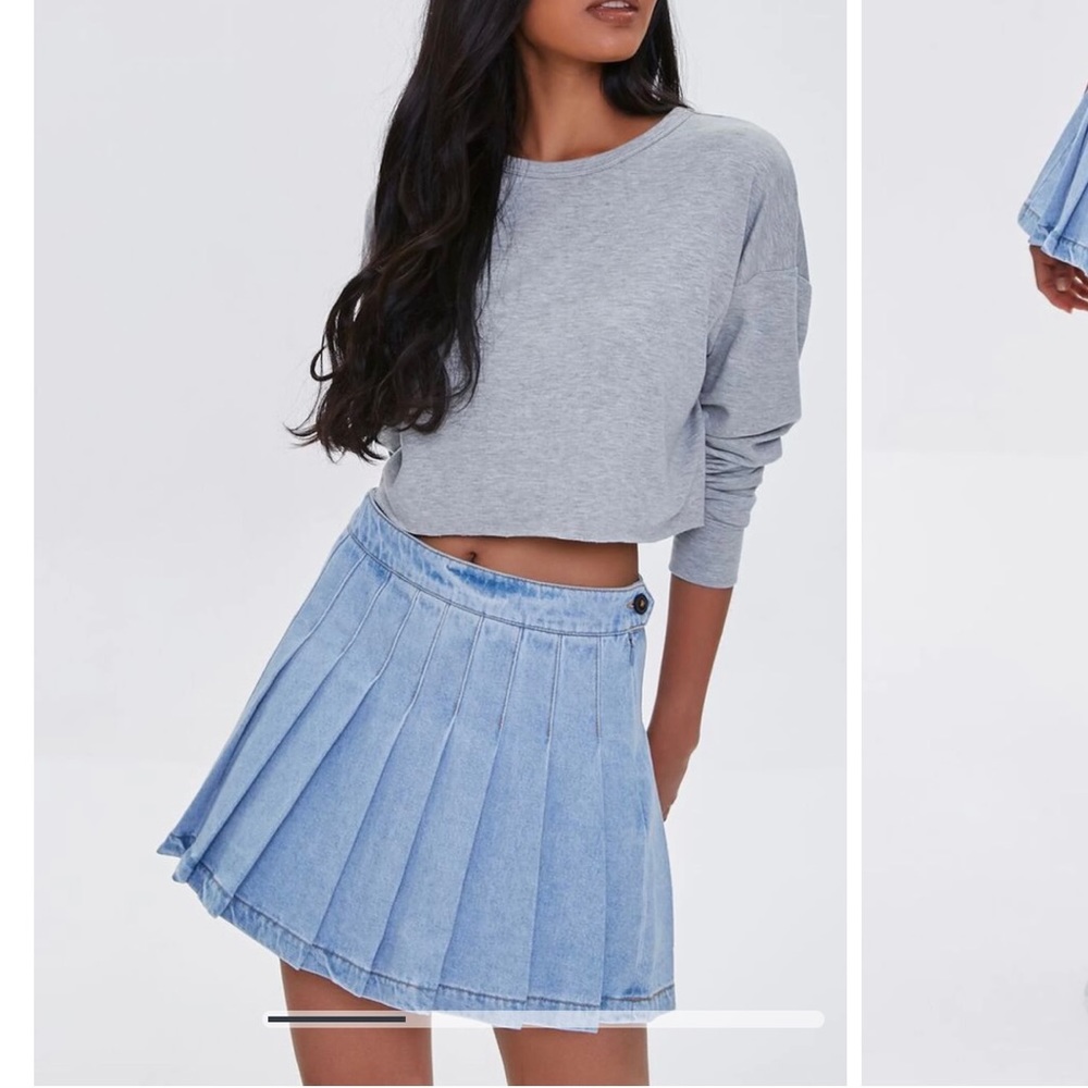 H&M pleated denim mini skirt